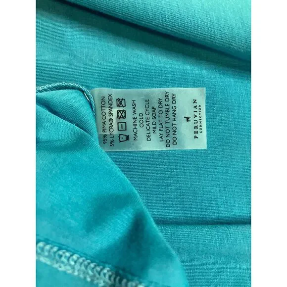 Peruvian Connection Surf Blue Tank XL Pima Cotton Long Stretch NWT - Picture 5 of 6